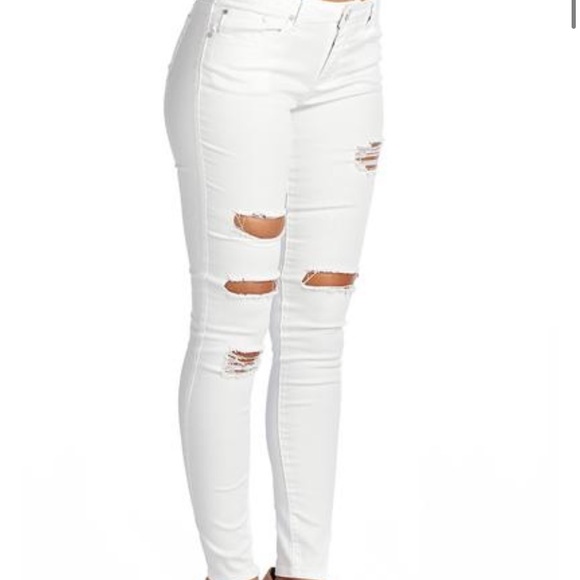 Distressed White Jeans for Women - Picture 4 of 5